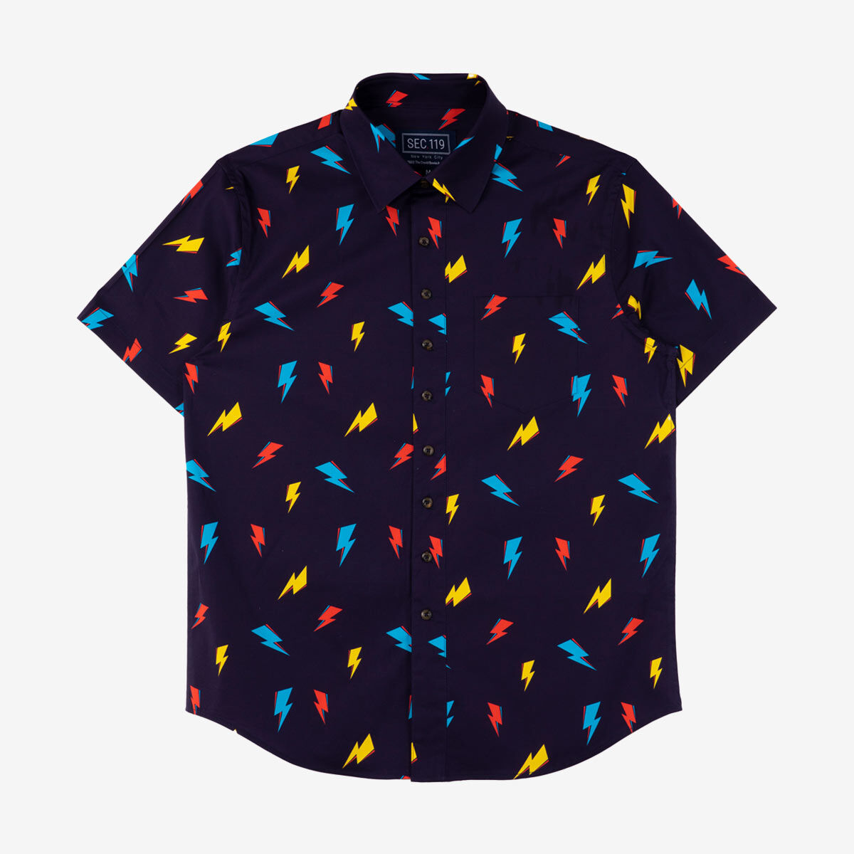 David Bowie All-Over Bolt Short Sleeve Shirt in Navy