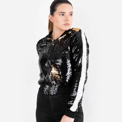 Women's Sequin Logo Bomber Jacket Women's Sequin Logo Bomber Jacket