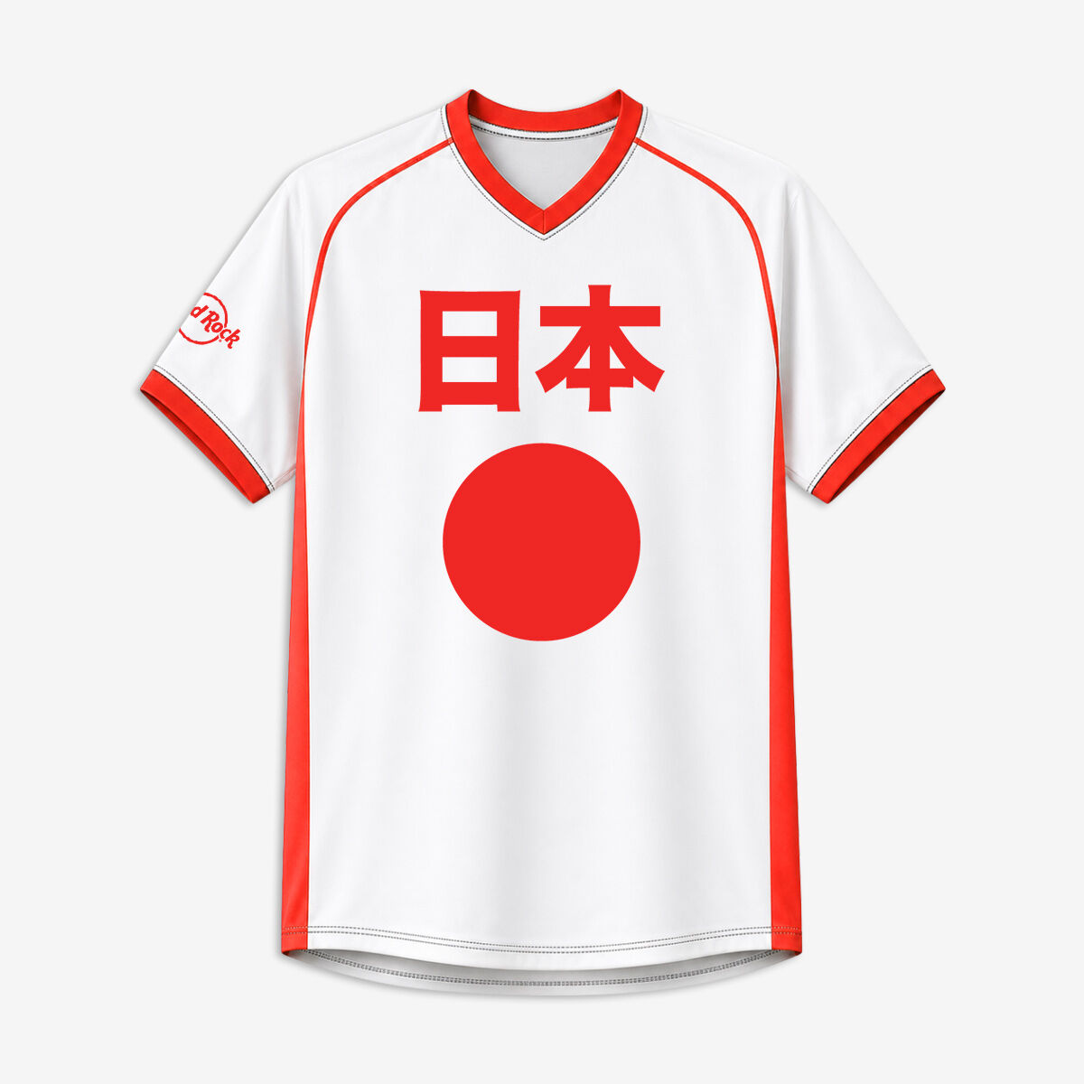 Hard Rock Japan Soccer V-Neck Tee in White | Online Rock Shop
