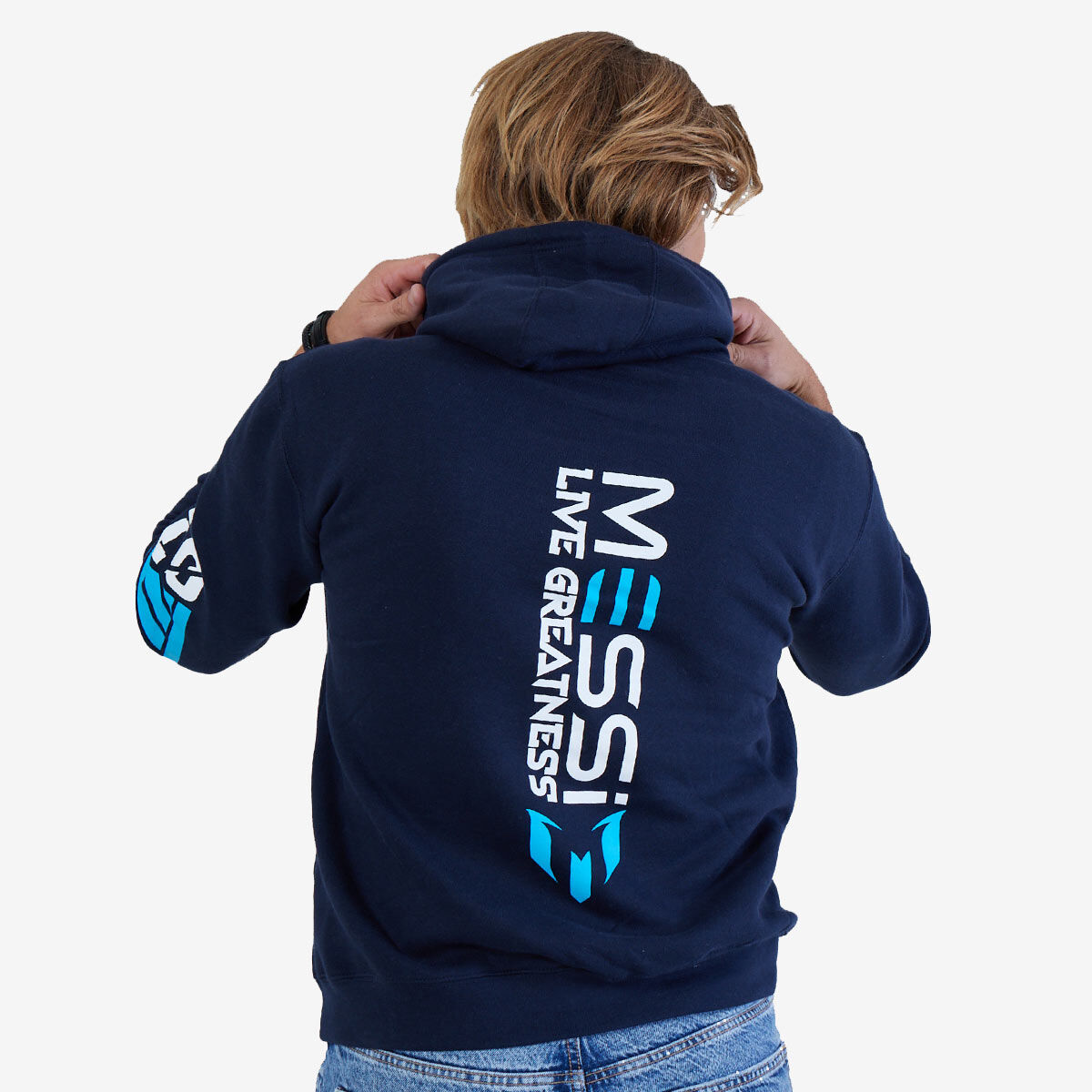 Adult Fit Messi Live Greatness Hoodie in Navy | Online Rock Shop
