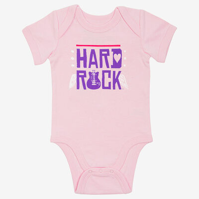 Rock Kids Baby Onesie in Pink with Logo Wings Design Rock Kids Baby Onesie in Pink with Logo Wings Design