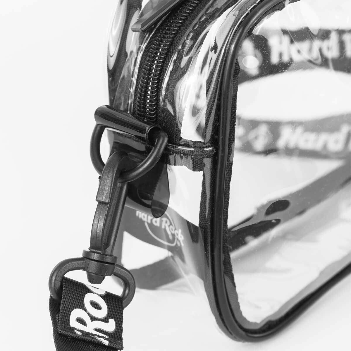 Hard Rock Logo Repeat Black and White Strap Clear Stadium Crossbody Bag
