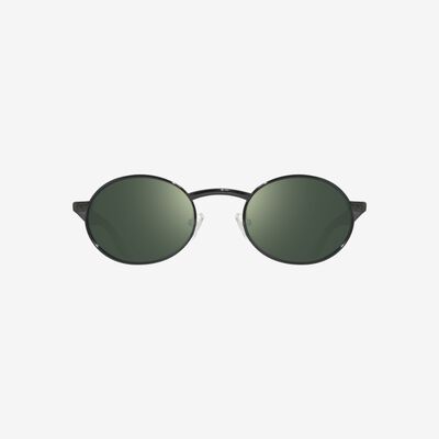 Revo Vintage Oval Satin Black Smoky Green Sunglasses