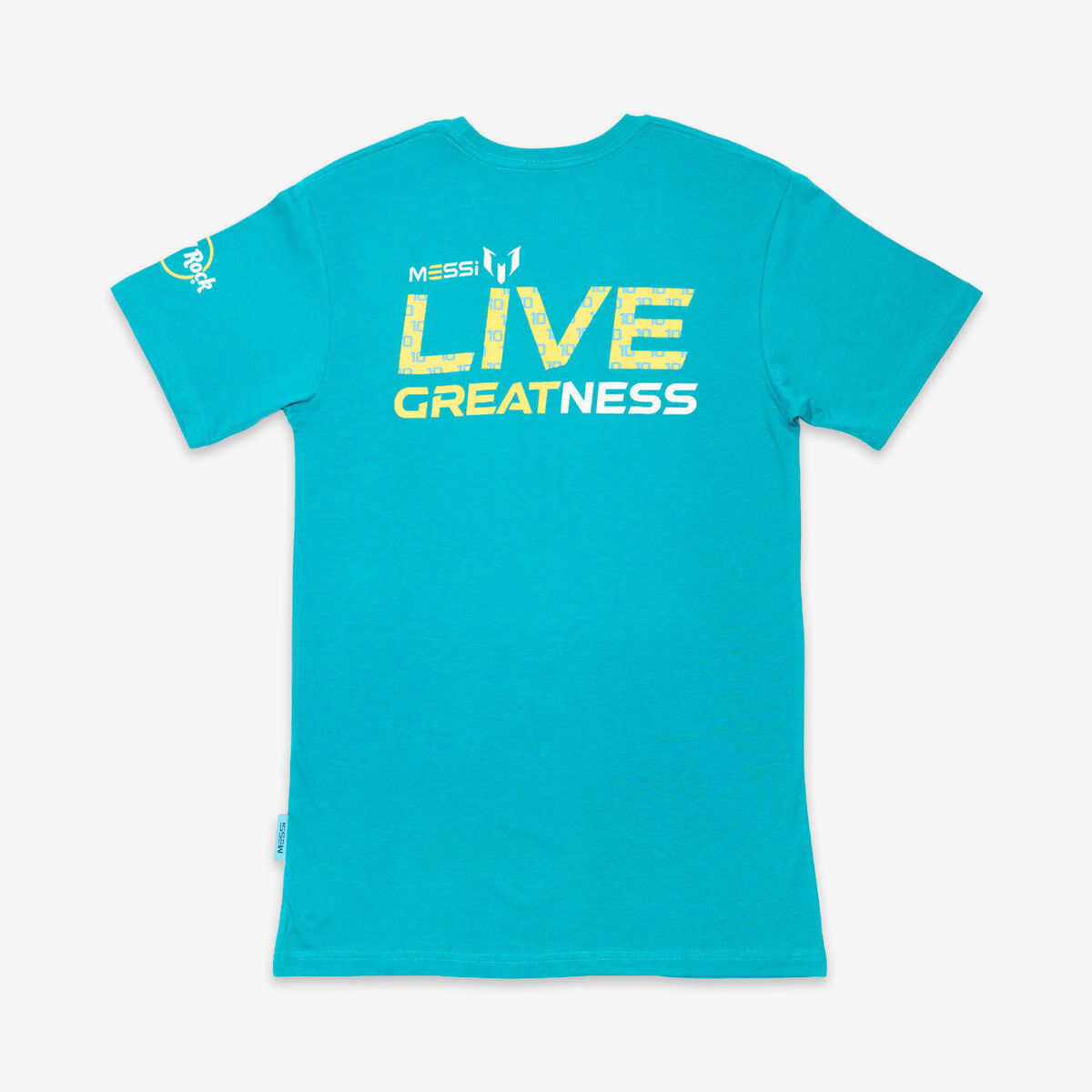 Celebrate Greatness with Messi x Hard Rock Teal Adult Fit T-Shirt