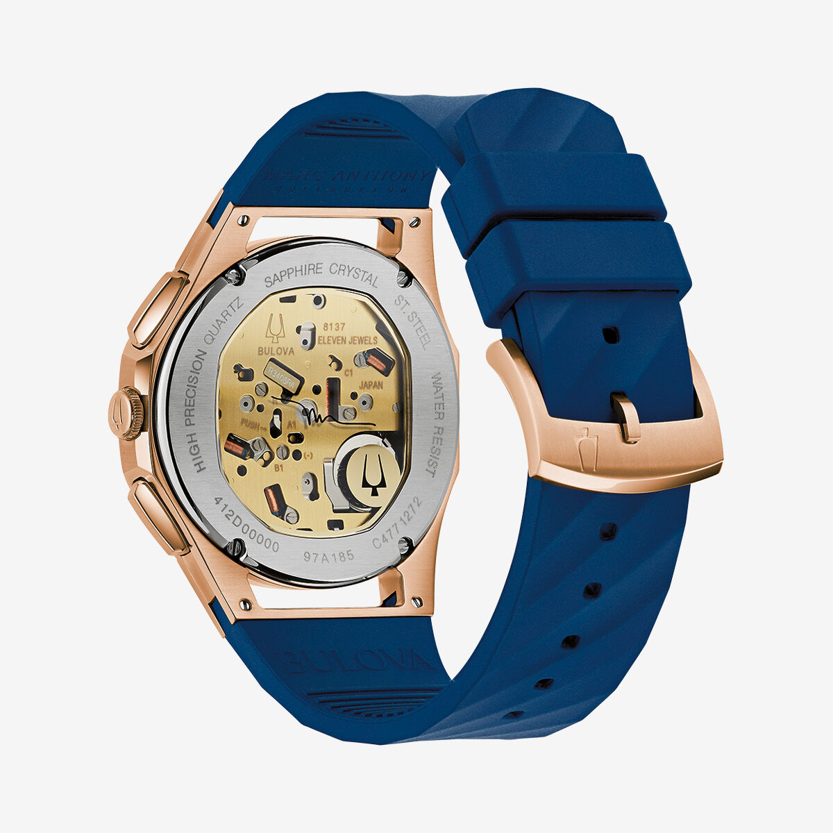 Bulova Marc Anthony CURV Rose-Gold Blue Chronograph 97A185