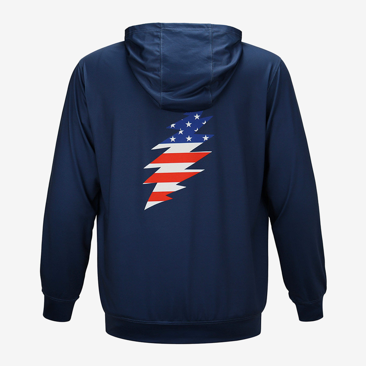 Stay Electric Plus Sun Protected in this Lightweight Grateful Dead US Blues Bolt UPF50 Hoodie in Navy Online Rock Shop