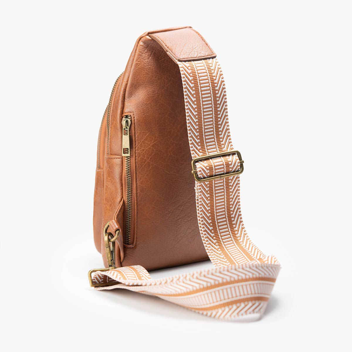 Guitar Strap Crossbody Sling Bag in Cognac Online Rock Shop