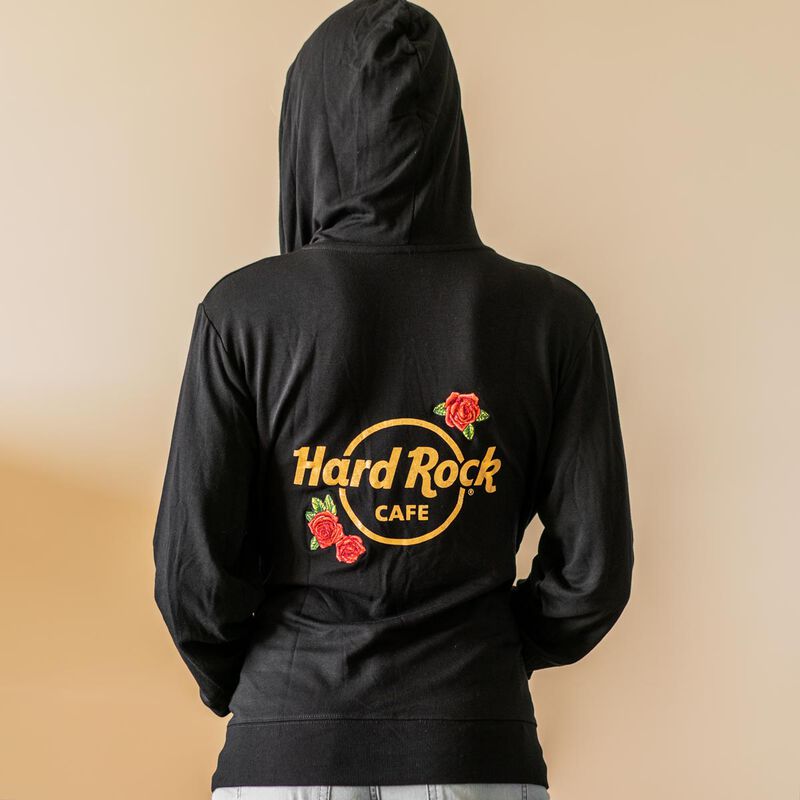 Women's Gold Foil & Roses Full Zip Hoodie image number 2