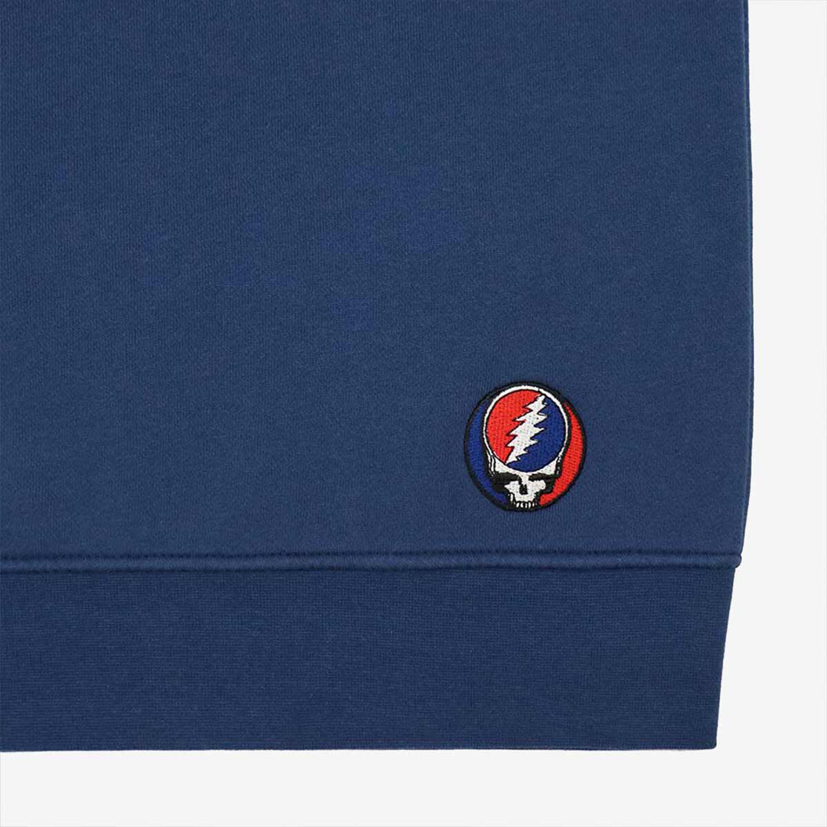 The Grateful Dead Mock Neck Stealie Zip-Up Hoodie in Navy | Online