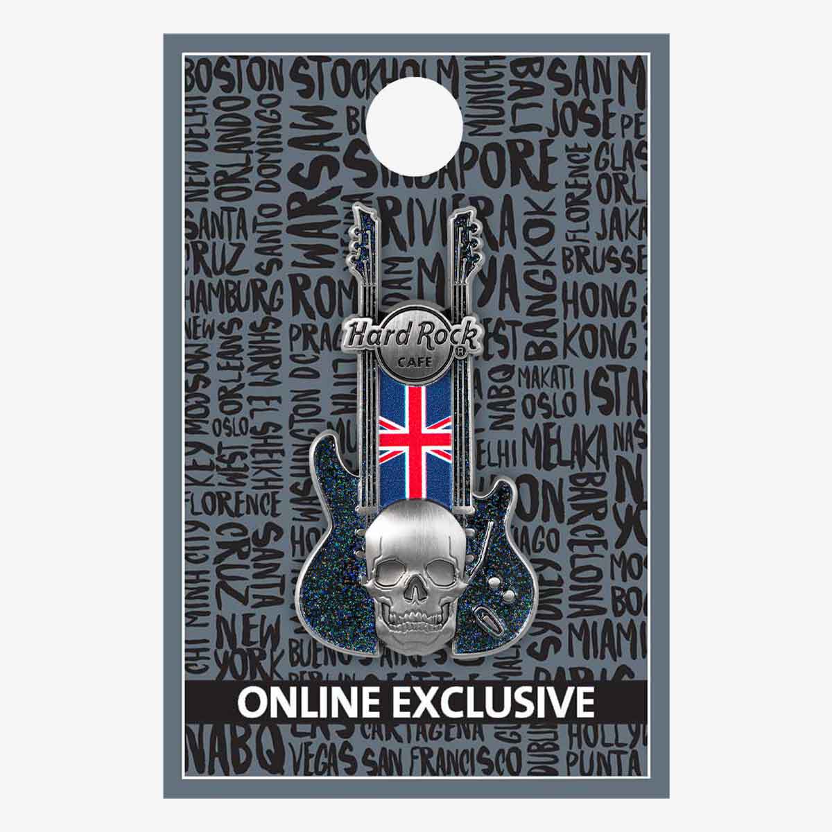UK 3D Skull Flag Guitar Series Pin | Online Rock Shop