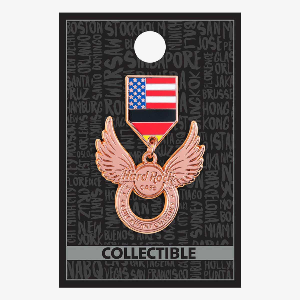 Checkpoint Charlie Wing Medallion Pin | Online Rock Shop