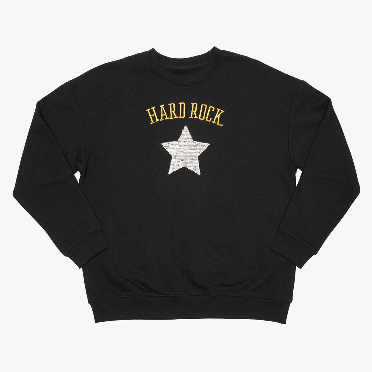 Metallic Sequins Hard Rock Logo Crewneck Fleece Sweater