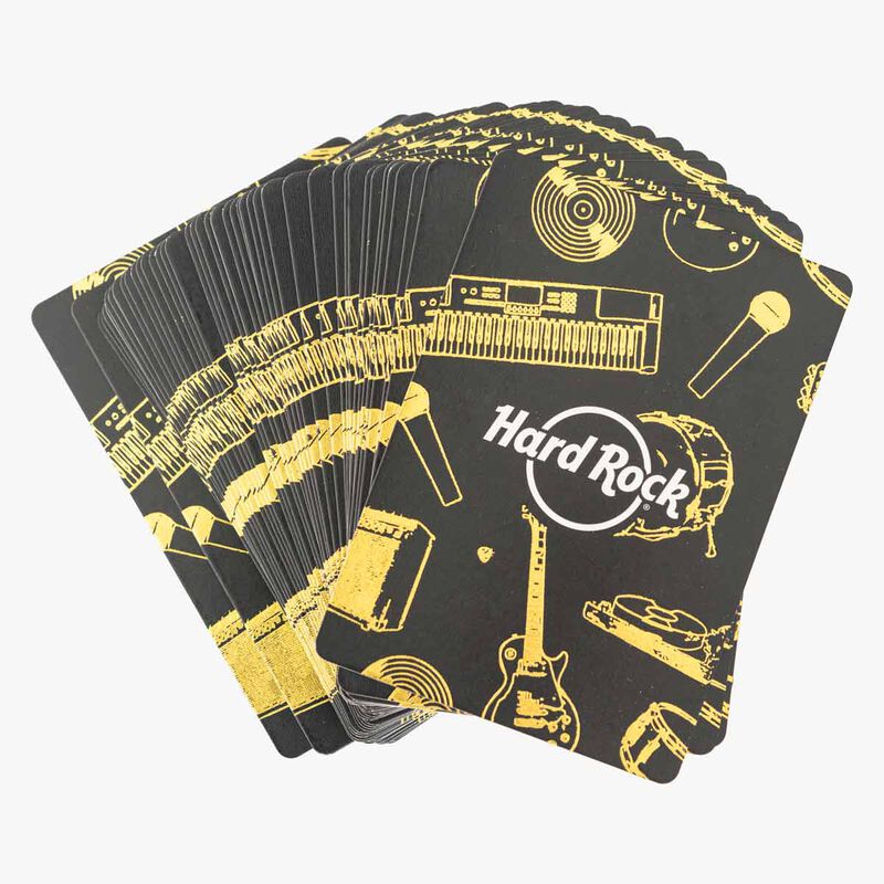 Premium Hard Rock Metallic Tin Poker Set with Gold Foil Logo 