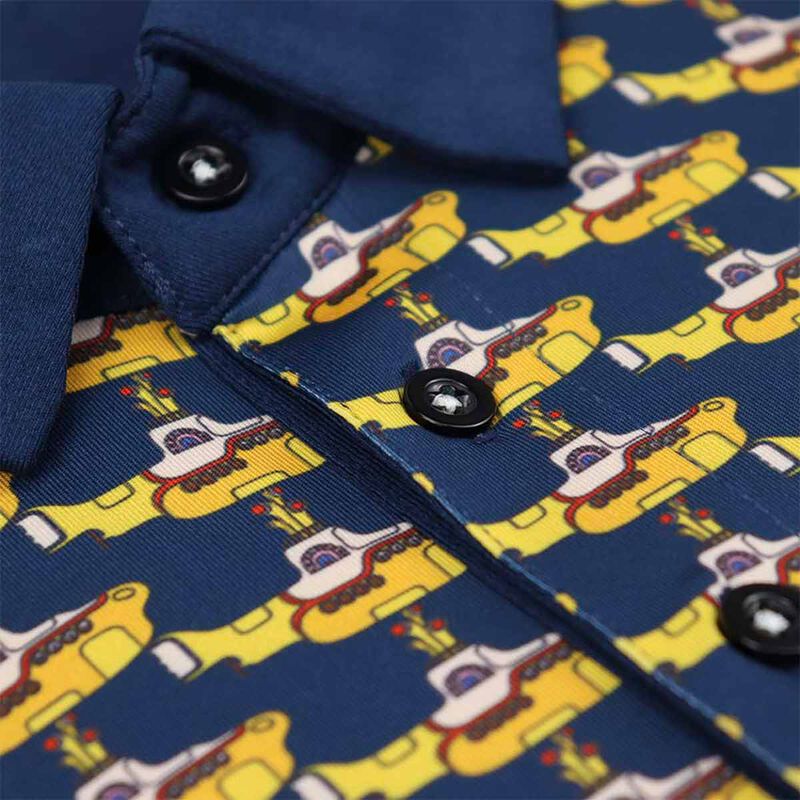 The Beatles Yellow Submarine Dry Fit Polo in Navy Online Rock Shop