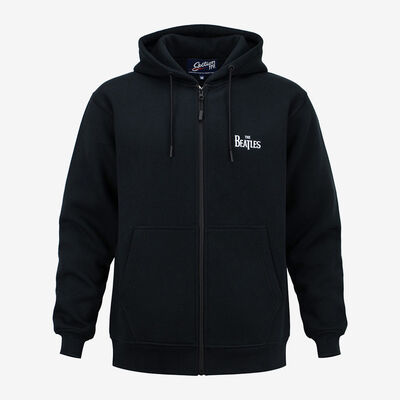 The Beatles Premium Tackle Twill Logo Zip-Up Hoodie in Black The Beatles Premium Tackle Twill Logo Zip-Up Hoodie in Black