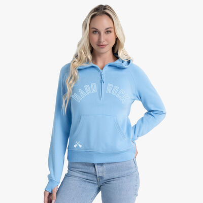 Cross Guitars Asana Half-Zip Hoodie in Summer Sky Cross Guitars Asana Half-Zip Hoodie in Summer Sky