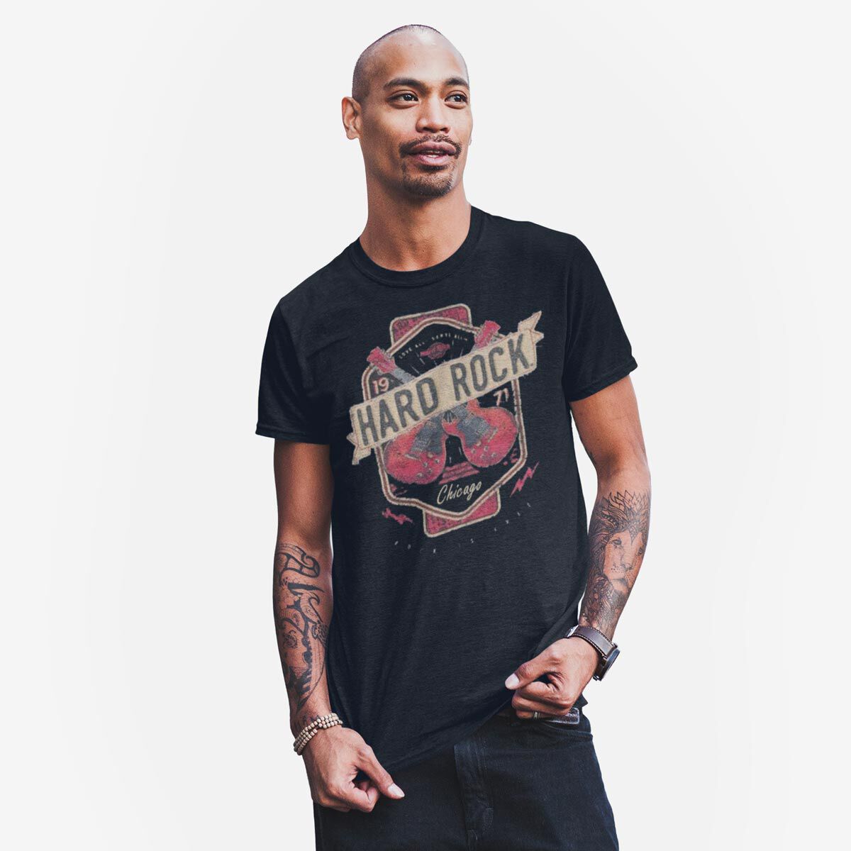 Men's Twin Guitar Applique Tee | Online Rock Shop