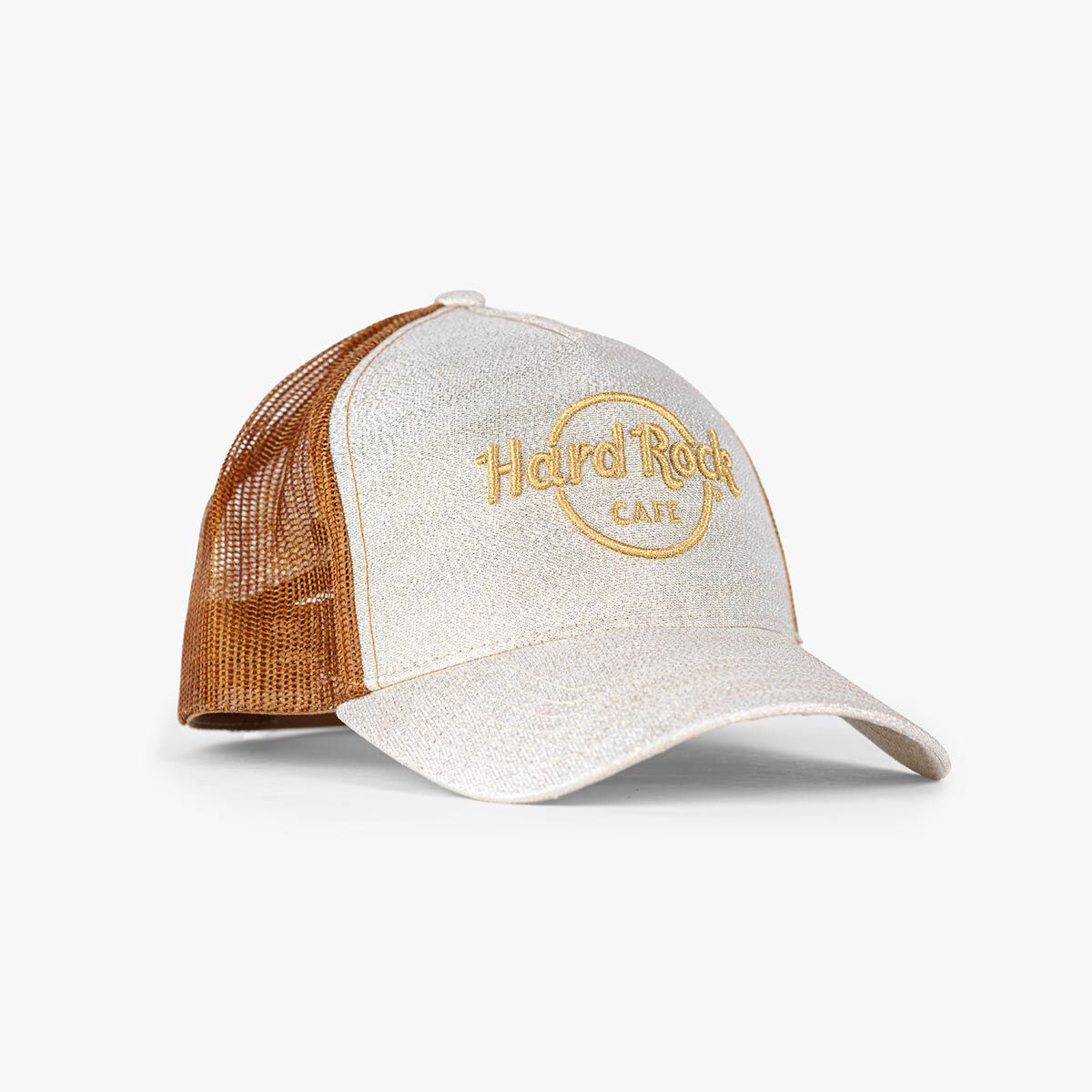 Glitter Logo Trucker Hat in Gold | Online Rock Shop