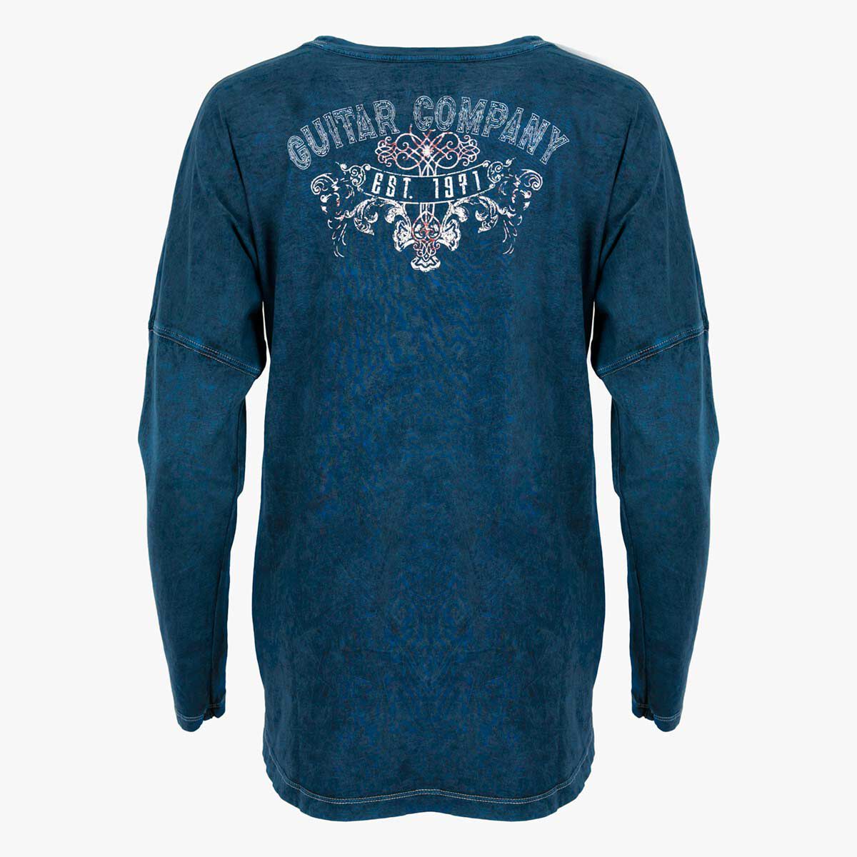 Guitar Company Slim Fit Dropshoulder Longsleeve Tee in Navy