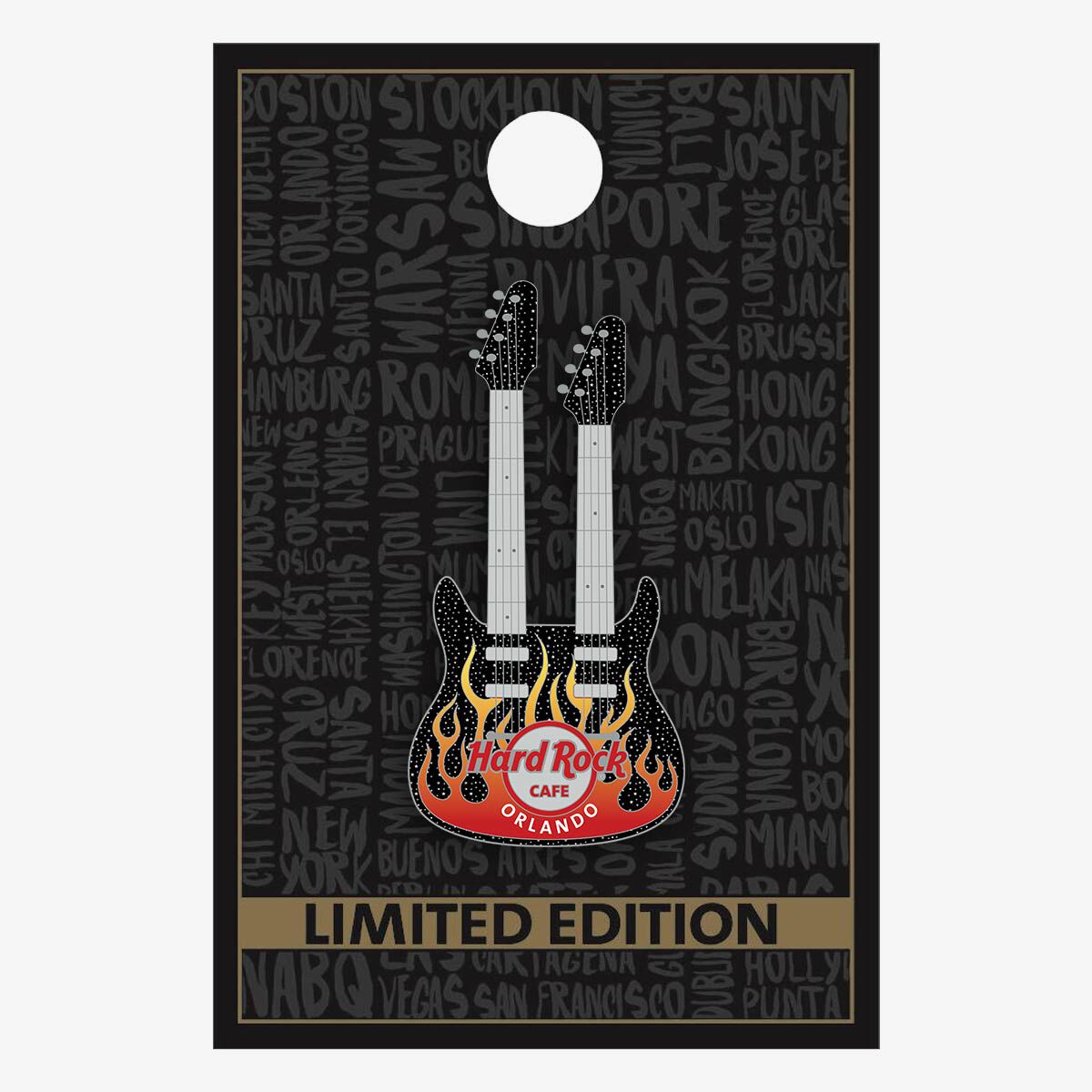 Hard Rock Flaming Double Neck Guitar Limited Edition Pin | Online