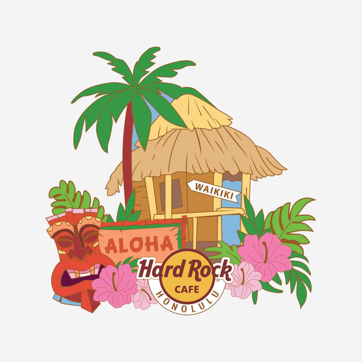 Hard Rock CAFE Honolulu  ピンバッチ 限定品 Hard Rock Honolulu Tiki Hut Collectible Pin | Online Rock Shop