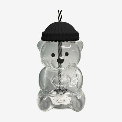 20oz Glass Bear Cup in Black
