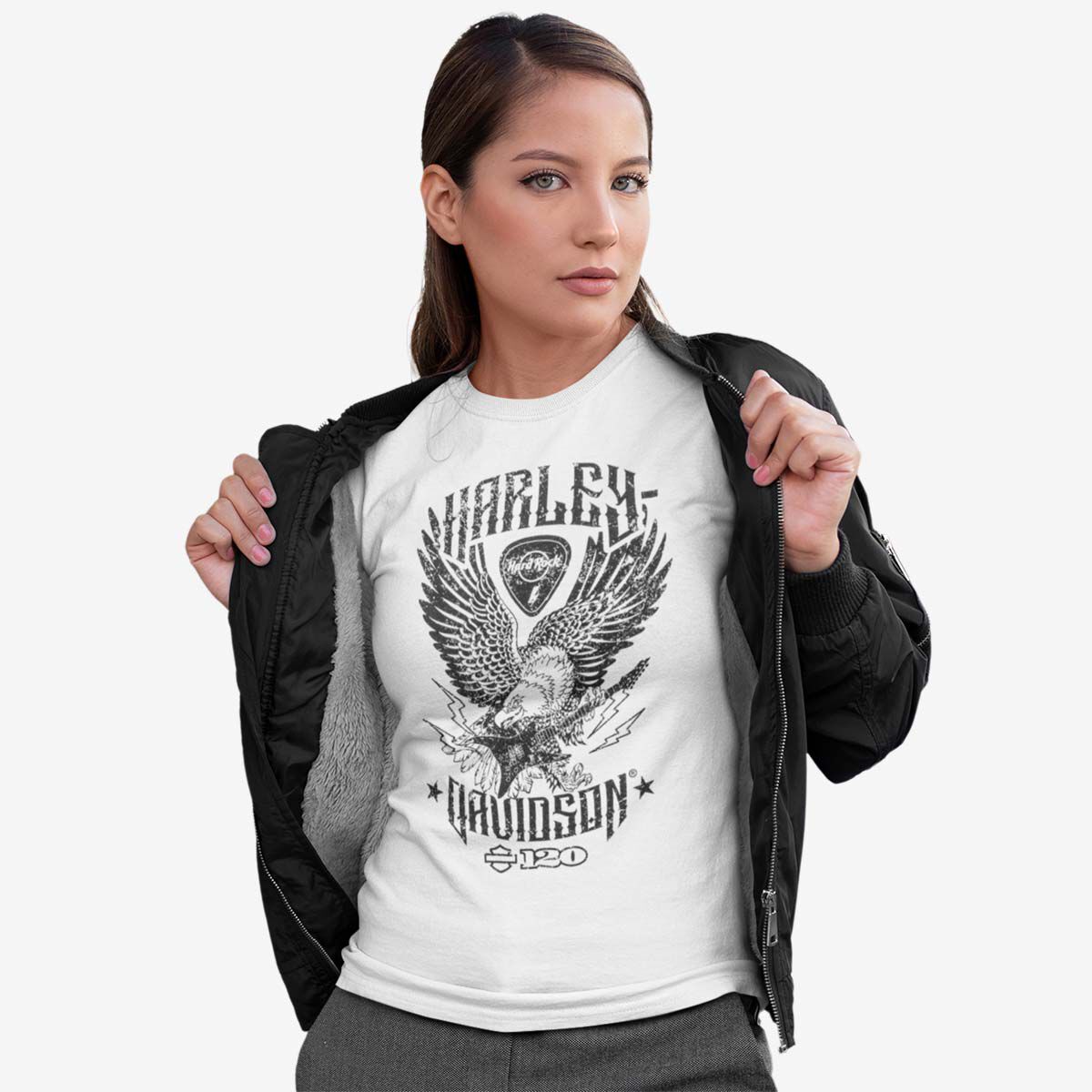 Harley Davidson Ladies Slim Fit Tee Shirt in White