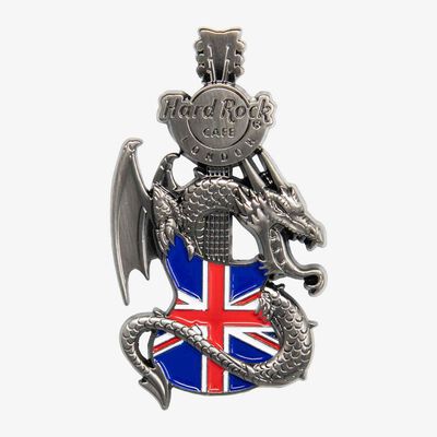 3D Dragon and Flag Guitar Pin