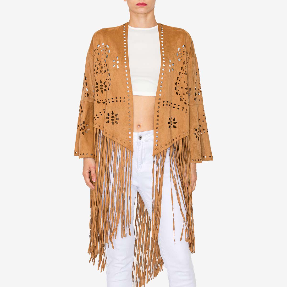 Native American Western Jacket Buckskin Suede Leather Fringe