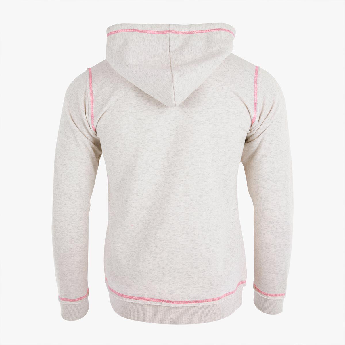 Ladies Fit Metallic Puff Logo Zip Hoodie in Oatmeal | Online Ladies Fit Metallic Puff Logo Zip Hoodie in Oatmeal | Online