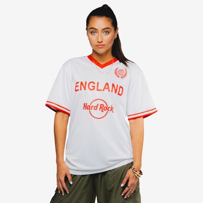 England Soccer V Neck Tee in White