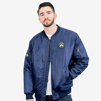 Cross Guitars Quilted Bomber Jacket in Navy Cross Guitars Quilted Bomber Jacket in Navy