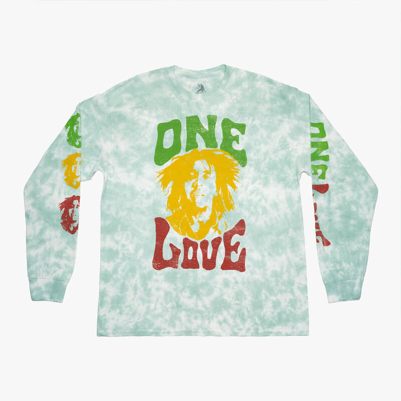 Bob Marley Adult Fit Long Sleeve One Love Tee Green image number 1