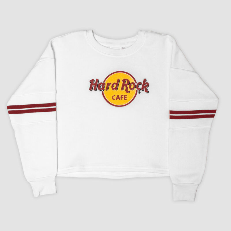 Hard Rock Retro Logo Women's Fleece Cropped Sweatshirt image number 1