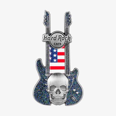 USA 3D Skull Flag Guitar Series Pin