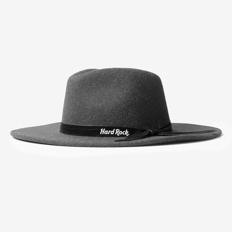 Black Large Brim Hat with Velvet Band image number 2