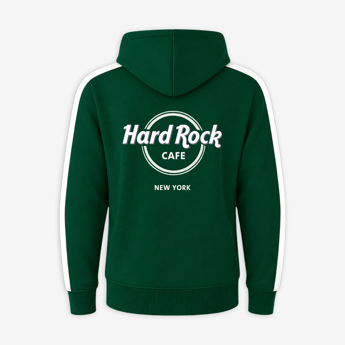 Hard Rock Cafe New York City Full Zip Fleece Hoodie Green White