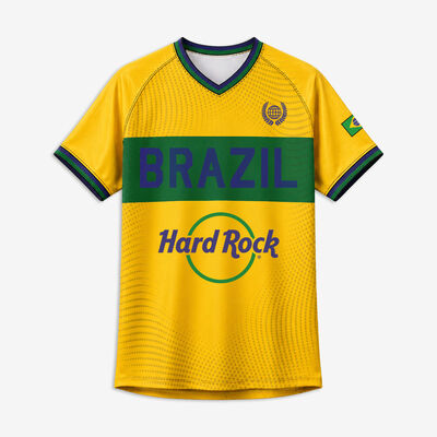 Brazil Soccer V-Neck Tee in Yellow