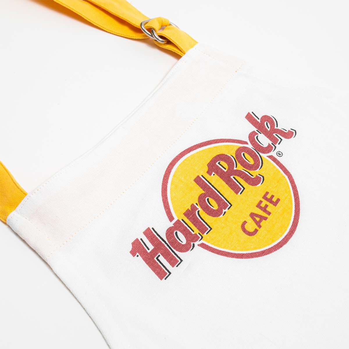 Hard Rock Cafe Logo Apron in White with Crimson Trim