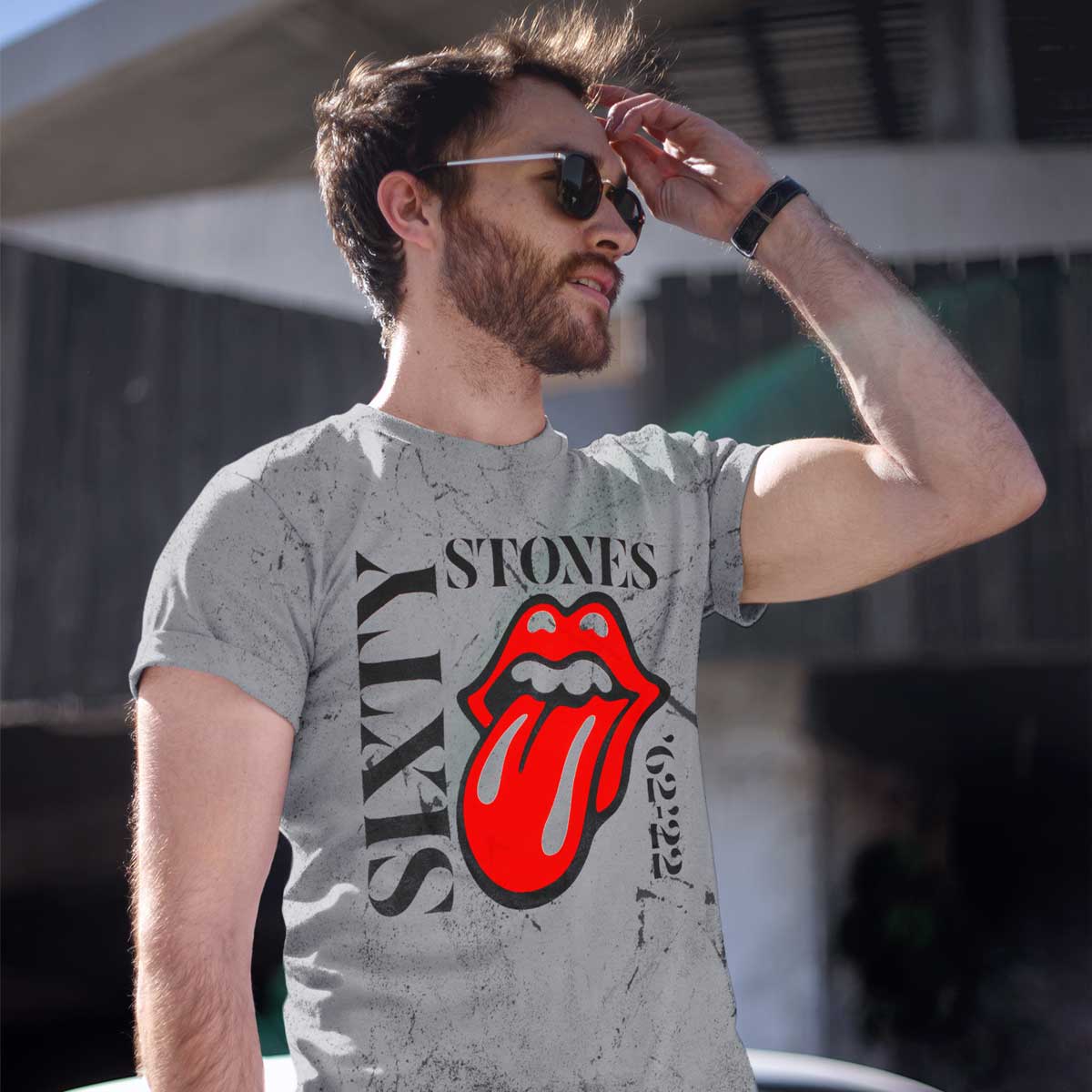 Rolling Stones Shortsleeve T-Shirt in Washed Smoke Grey image number 3