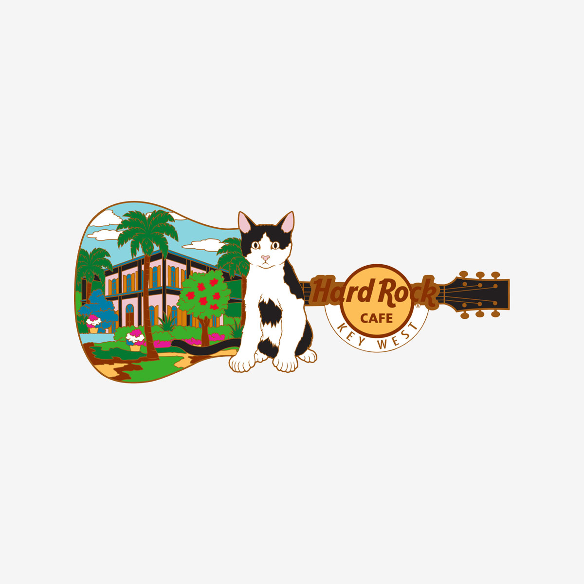 Key West Cat Guitar Pin image number 1