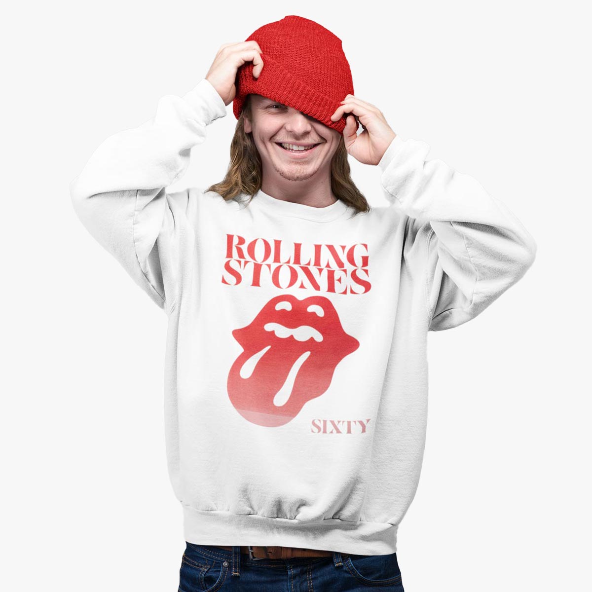 Rolling Stones Longsleeve Crewneck Pullover Sweatshirt in White