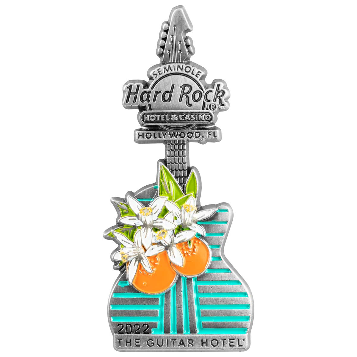 Hollywood, FL 3D Guitar Hotel Orange Blossom Pin image number 1