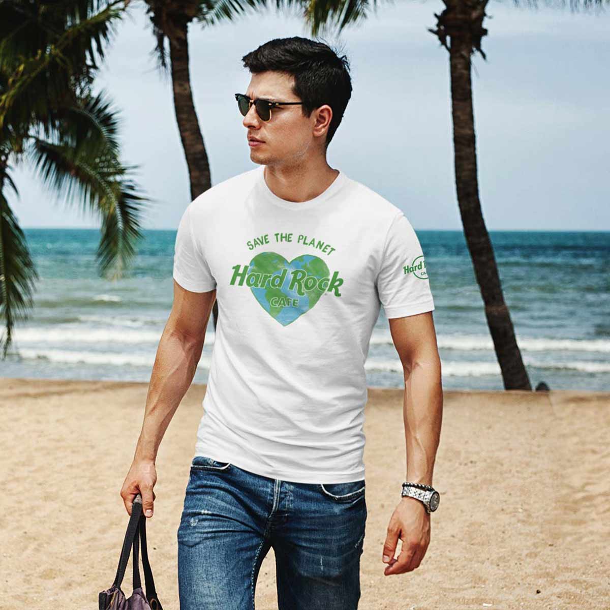 Hard Rock Adult Fit Save the Planet Heart Tee in White image number 1