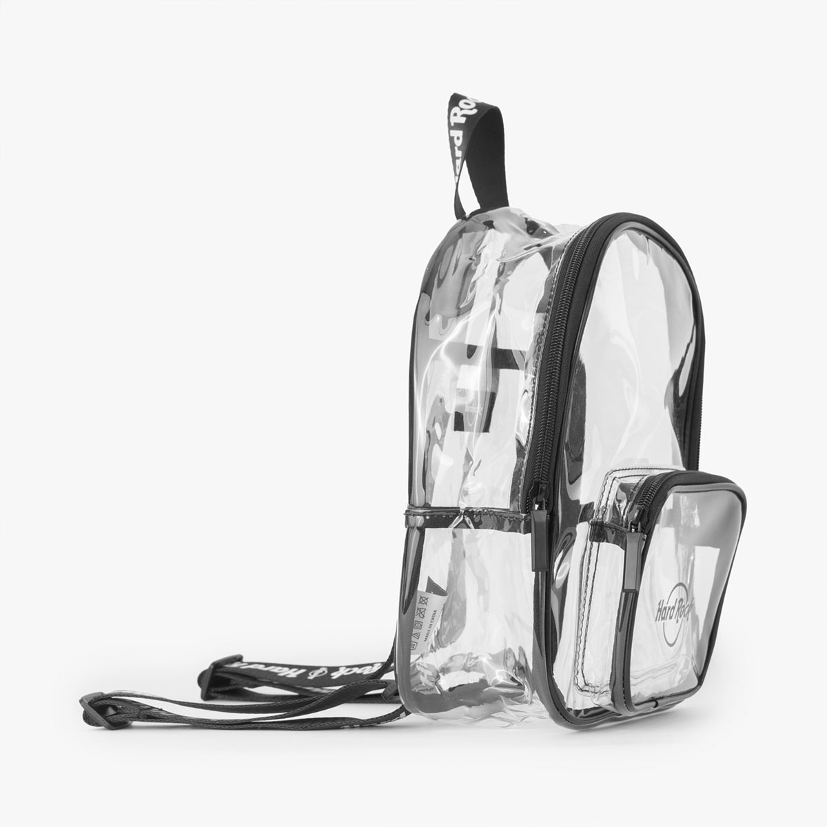 Logo Repeat Black and White Strap Clear Stadium Backpack image number 4