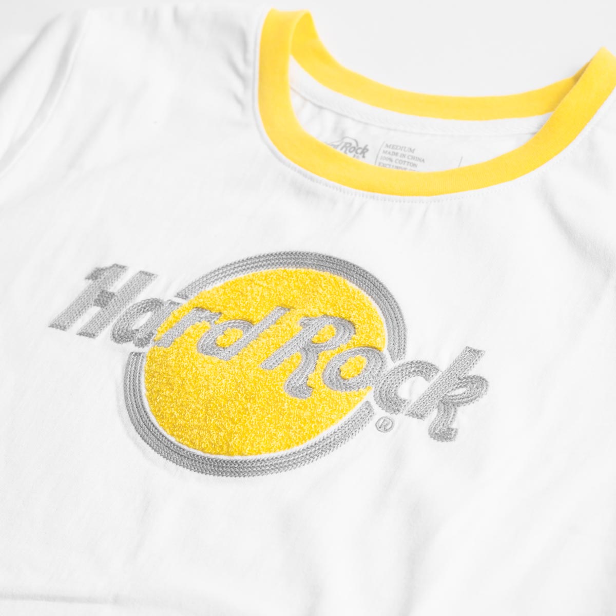 Contrast Ringer Tee in White and Yellow image number 2