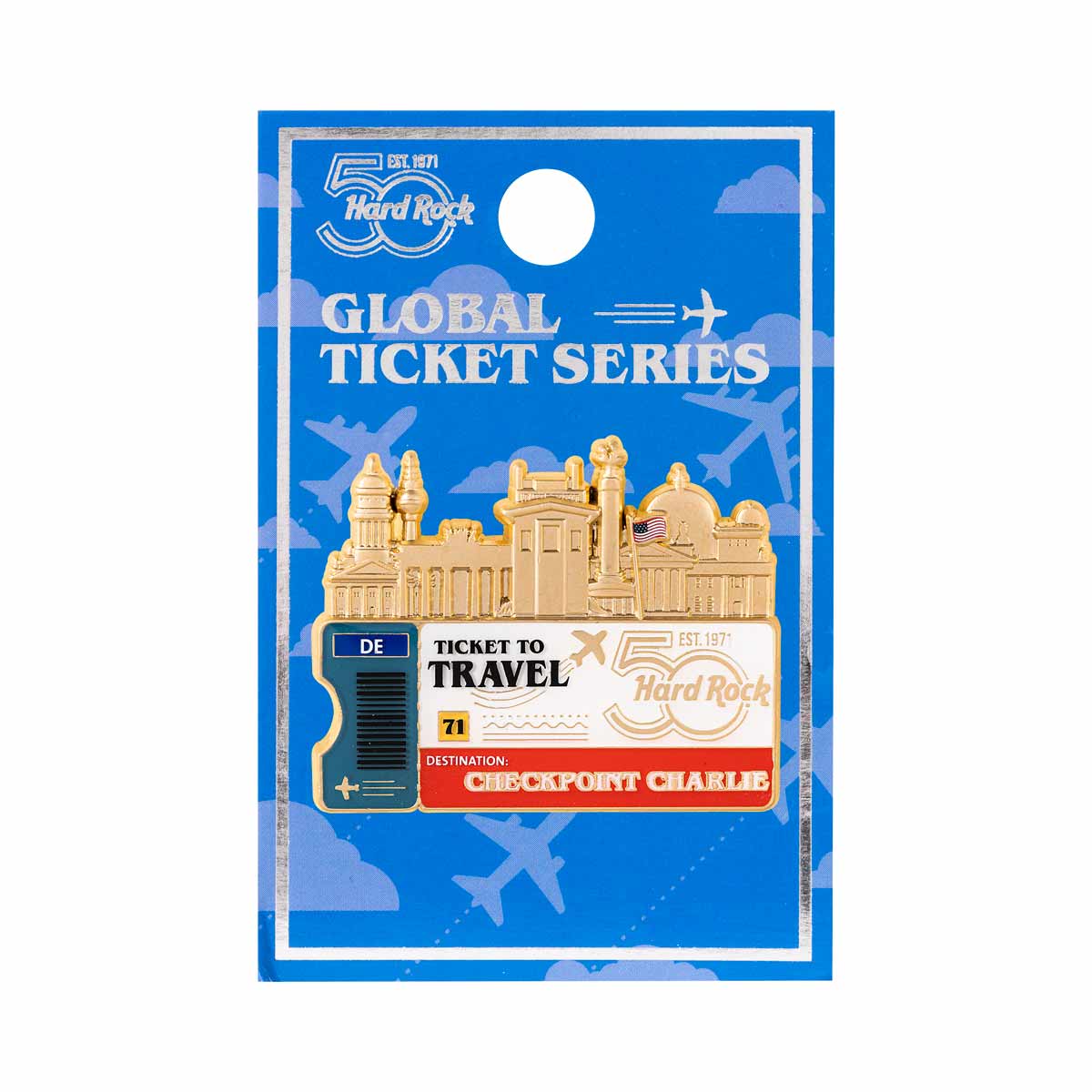 50th Anniversary Checkpoint Charlie Ticket to Travel Global Pin image number 1