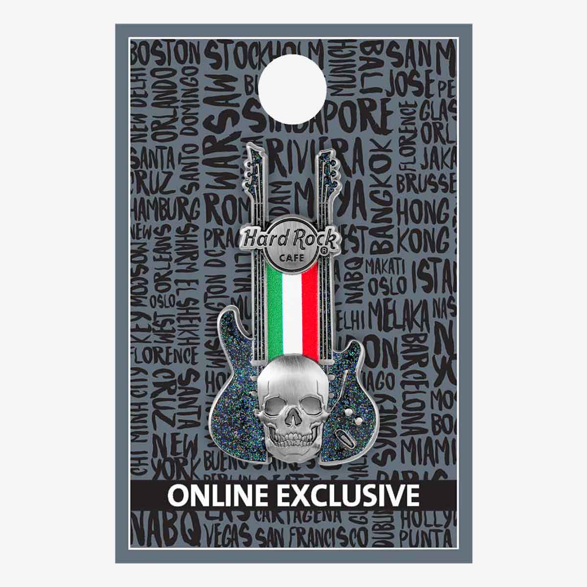 Italy 3D Skull Flag Guitar Series Pin image number 2