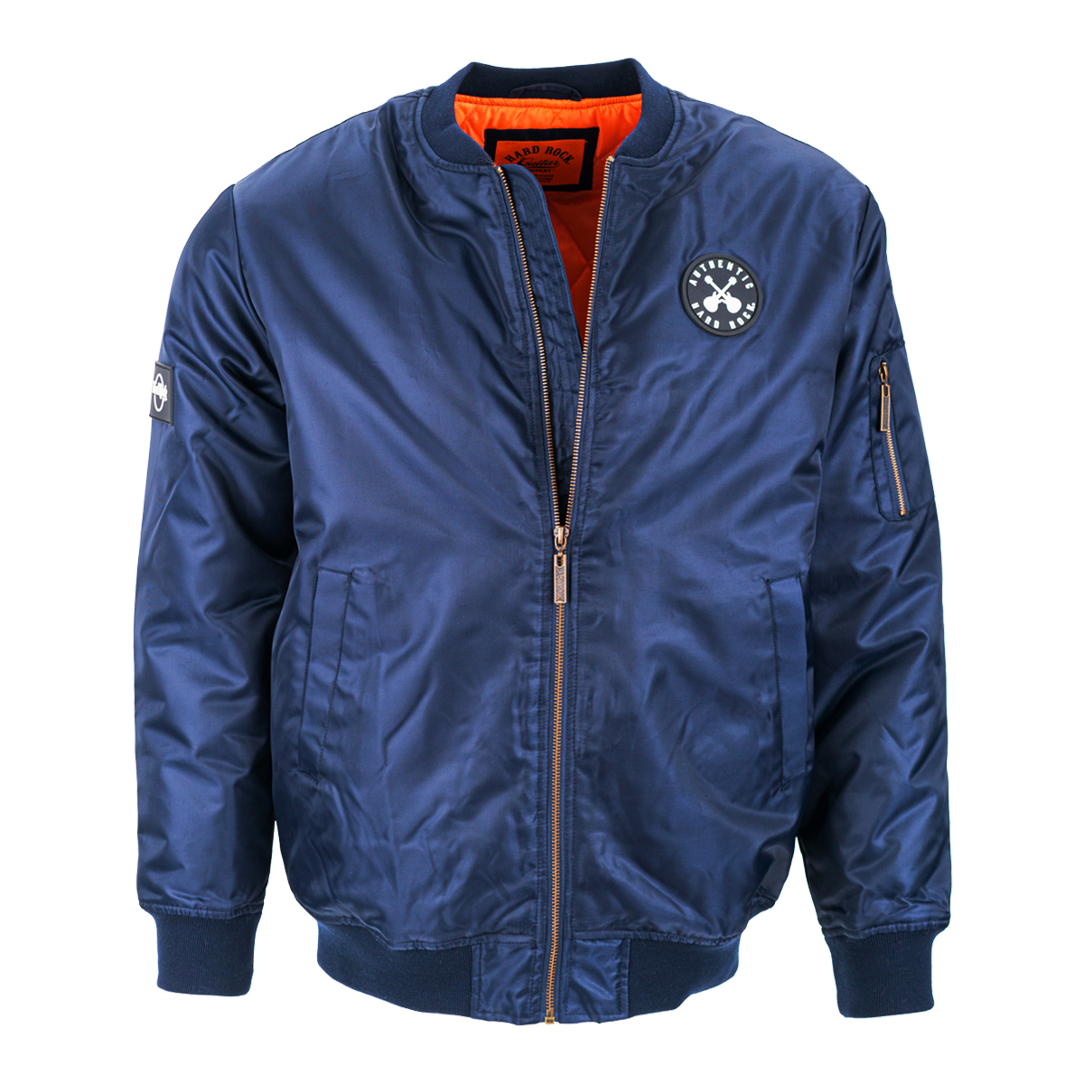 Hard Rock Quilted Bomber Jacket Navy