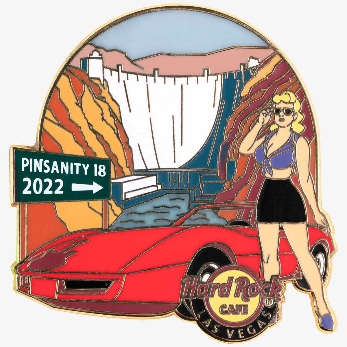 Hard Rock Pinsanity 18 Pin with Las Vegas Blonde Lady and Red Car image number 1